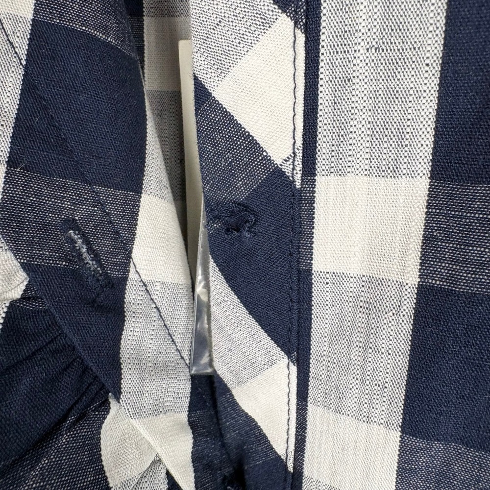 NWT Tuckernuck Navy Check Tate Dress Gingham Ruffle Cotton Linen Oversized XXS - Picture 14 of 14